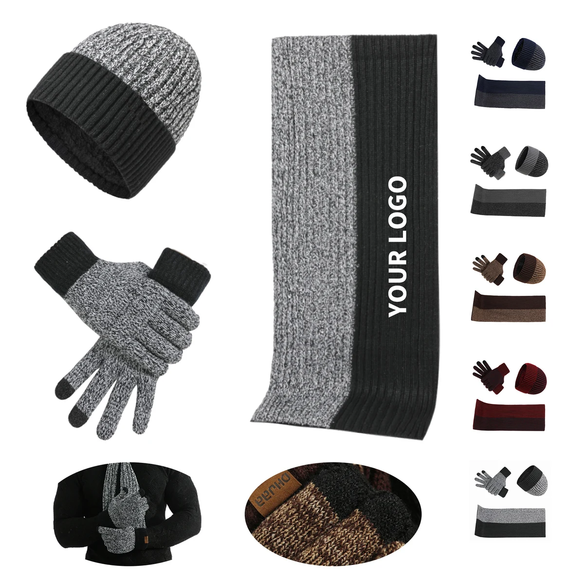 Acrylic Winter Accessory Set Beanie Scarf Glove 1