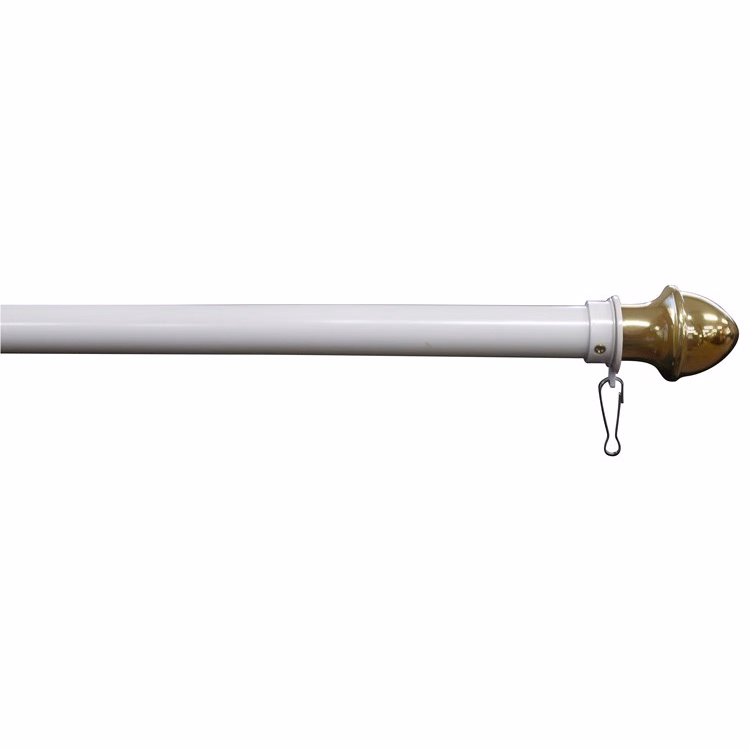 White Fiberglass Flag Pole with Swivel Ring and Golden Finial