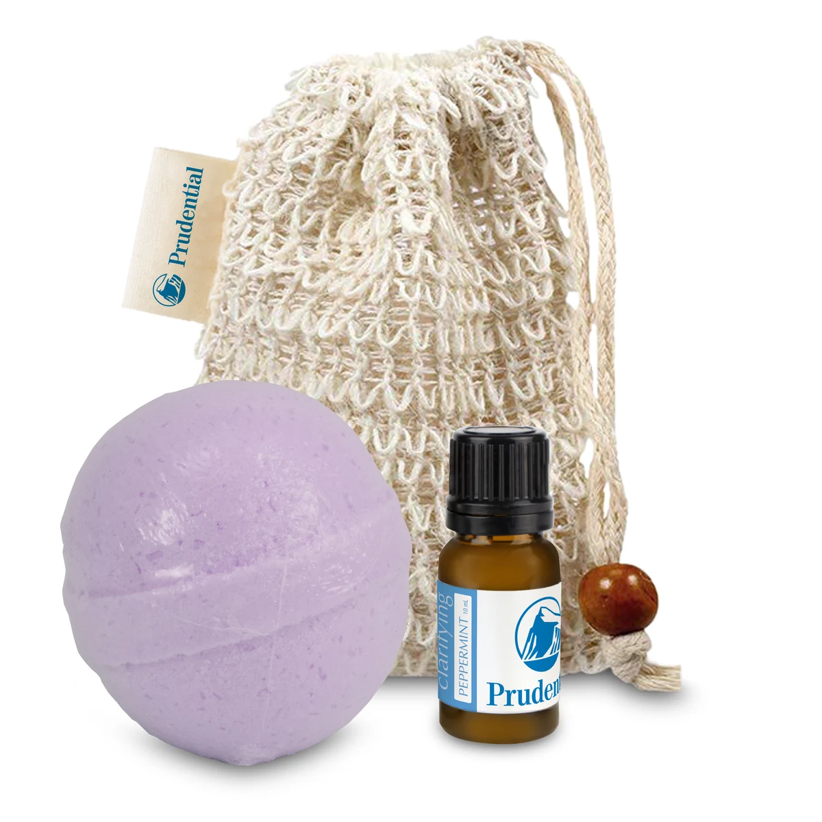 Loofah Bag with Bath Bomb and Essential Oil 1