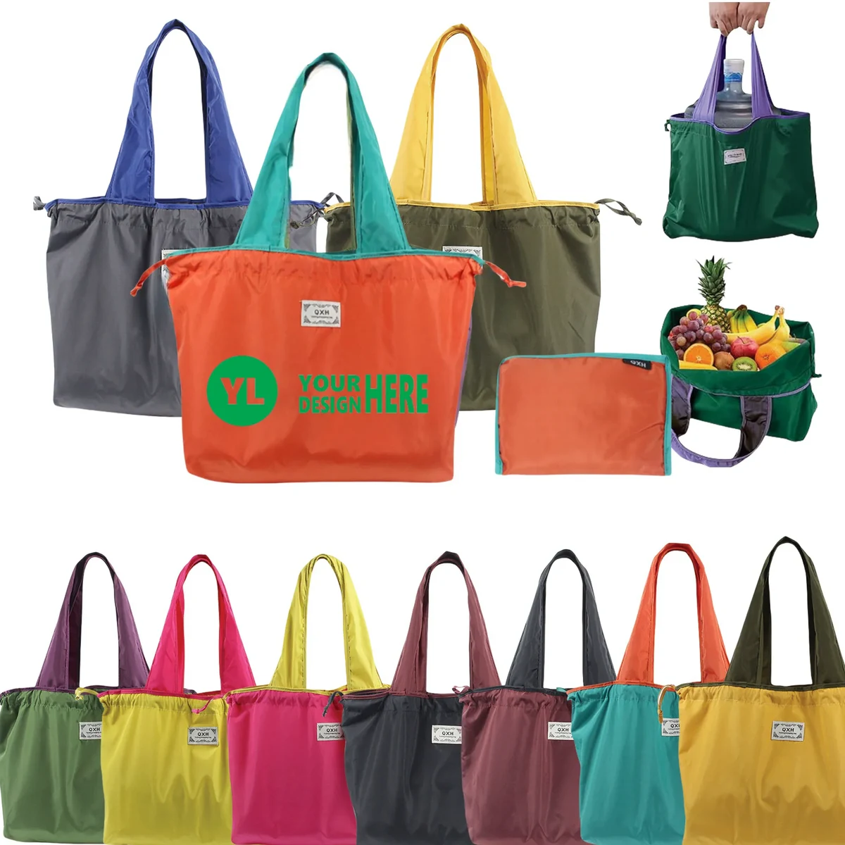 Oxford Cloth Portable Folding Shopping Bag, custom tote bag with logo imprint 1