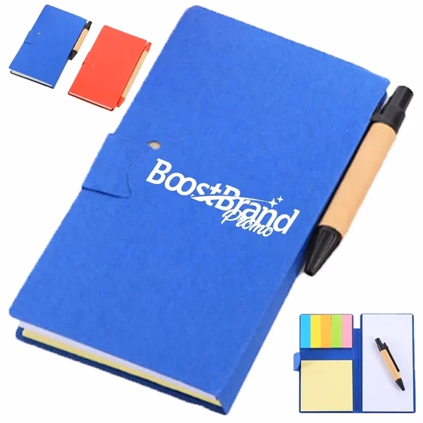 Custom Compact Sticky Note & Pen Set with Folding Cover — Office Giveaway Item