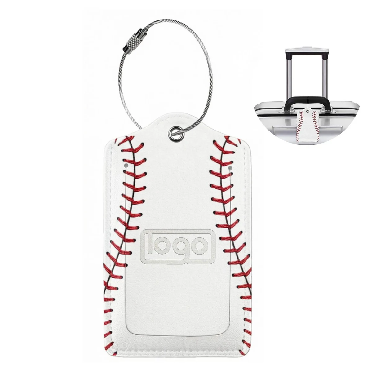 Baseball Stitched PU Leather Luggage Tag 1