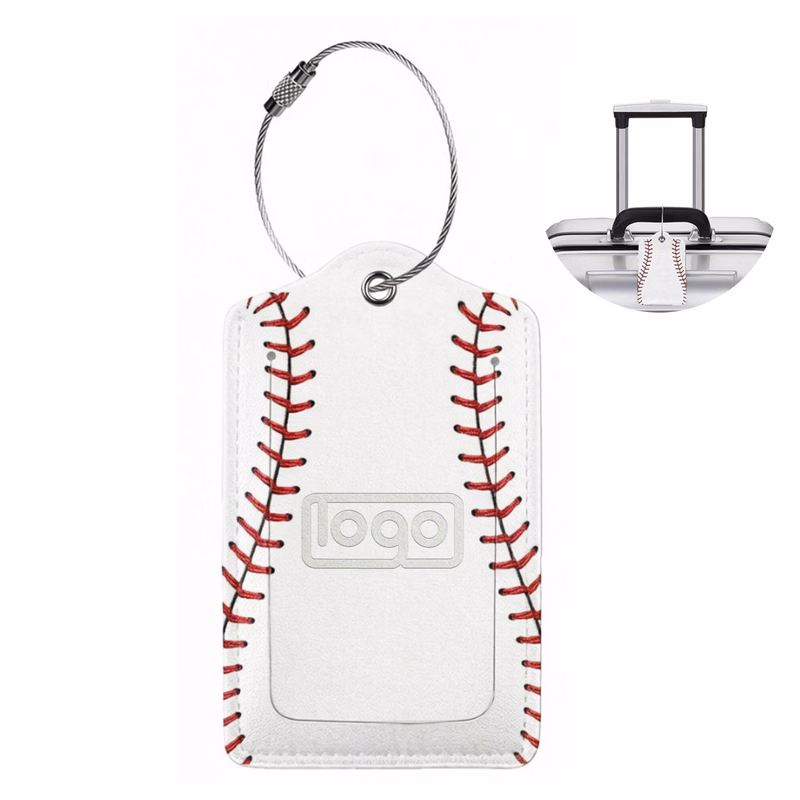 Baseball Stitched PU Leather Luggage Tag