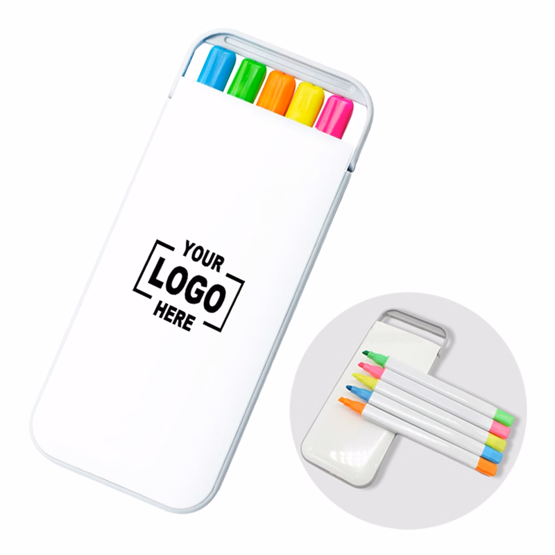 5 Color Highlighter Set with Storage Case