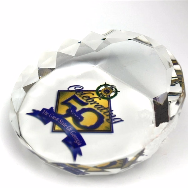 Crystal Round Slanted Paperweight