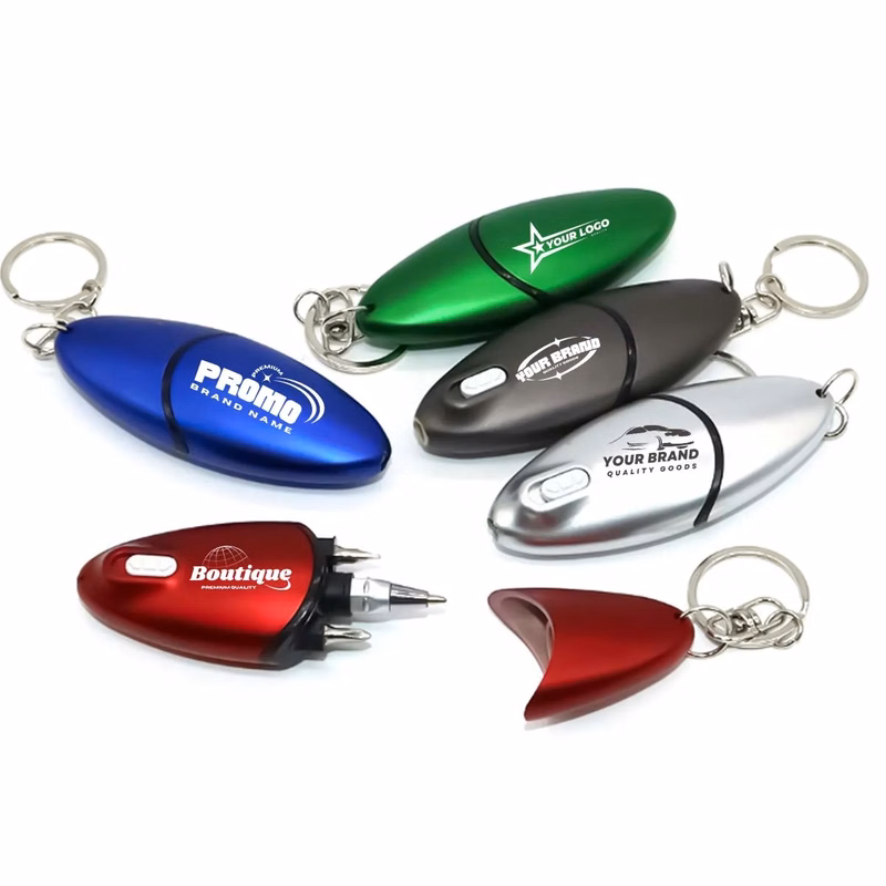 Multitool Ballpoint LED Light Pen Keychain With Screwdriver