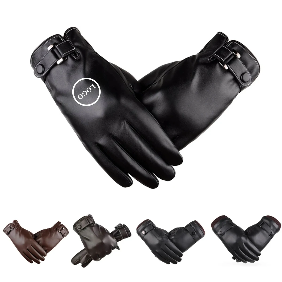 Touchscreen-Compatible PU Leather Gloves 1