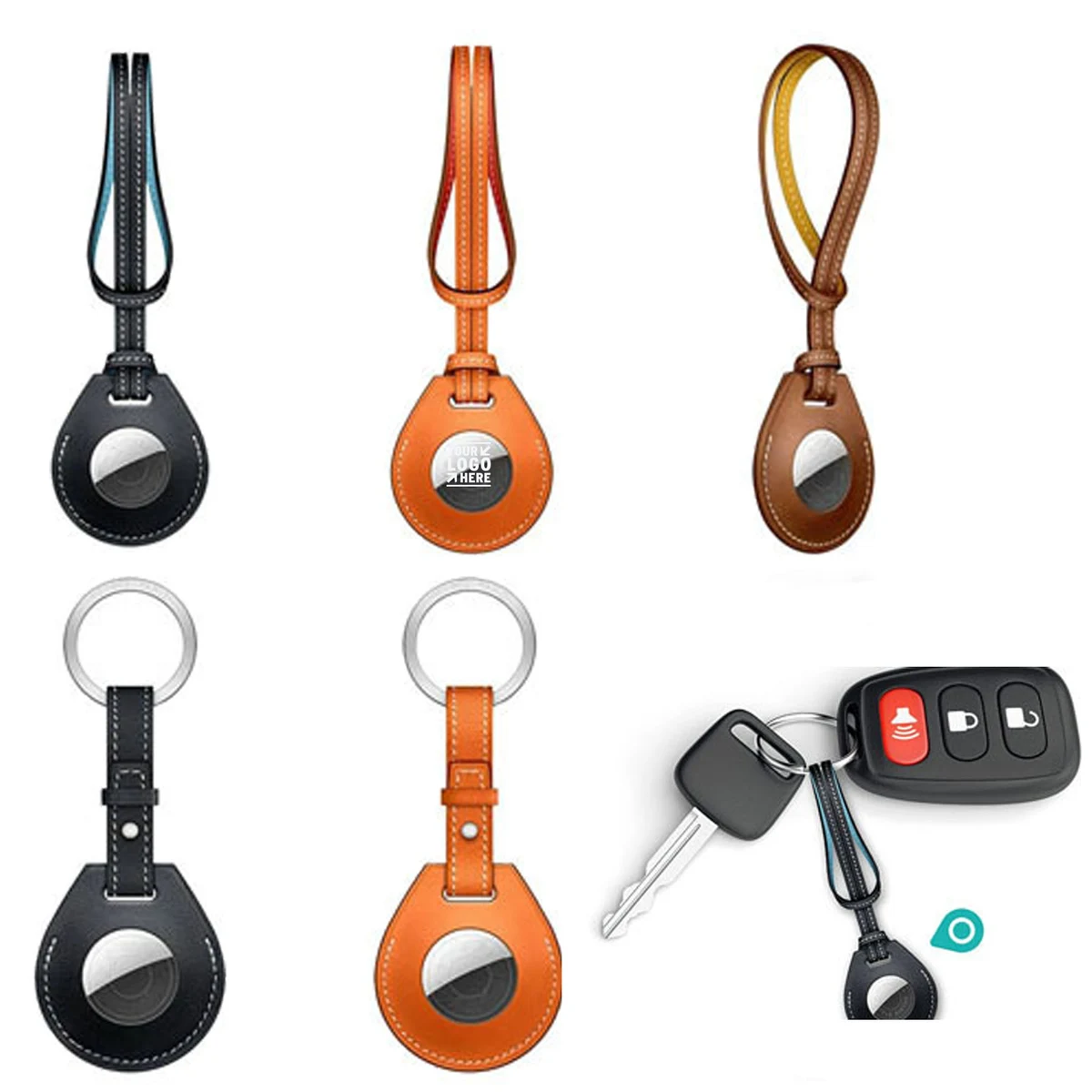 Leatherette AirTag Cases with Lanyard 1