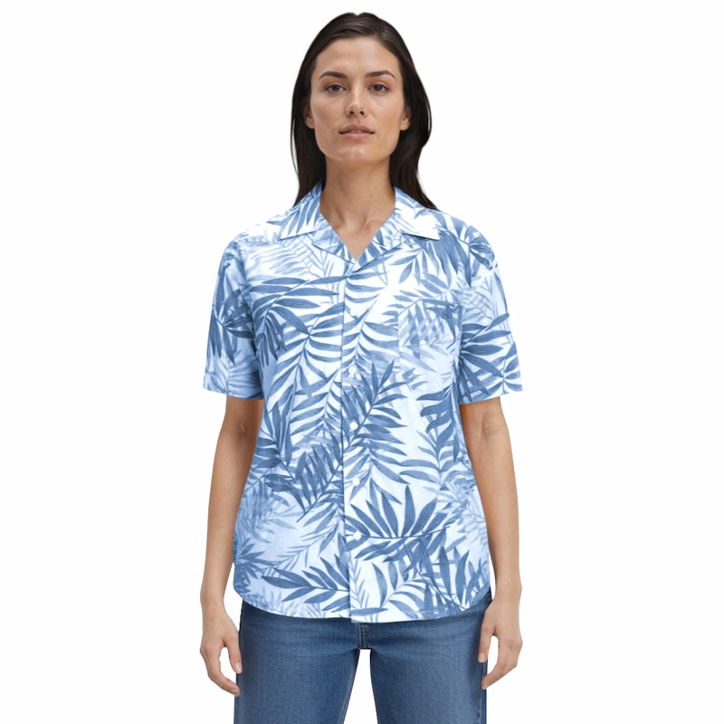 Tonal Print Camp Shirt