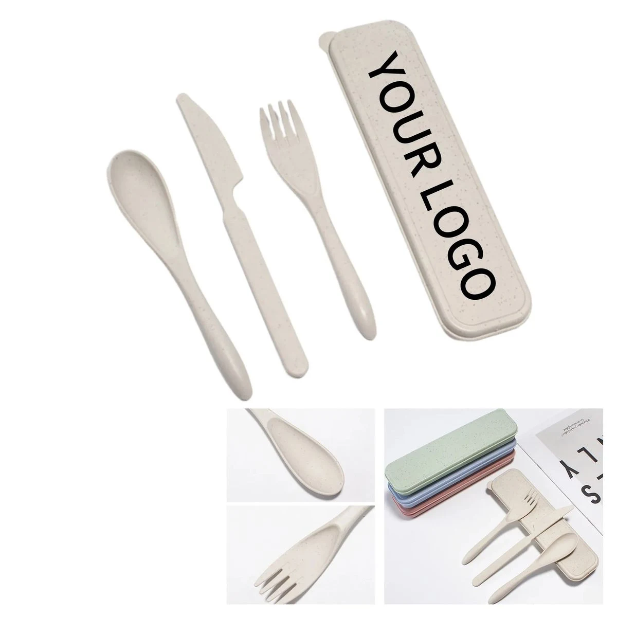 Durable Wheat Straw Cutlery Set for Camping Trips 1