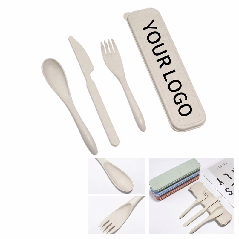 Durable Wheat Straw Cutlery Set for Camping Trips