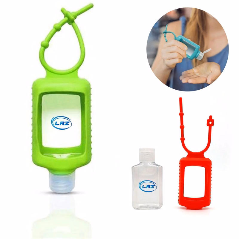 2 Oz. Silicone Sleeve Keychain Holder With Hand Sanitizer