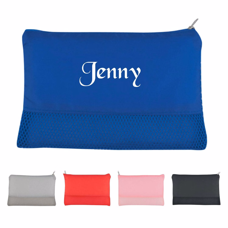 Polyester Patchwork Grid Mesh Makeup Bag