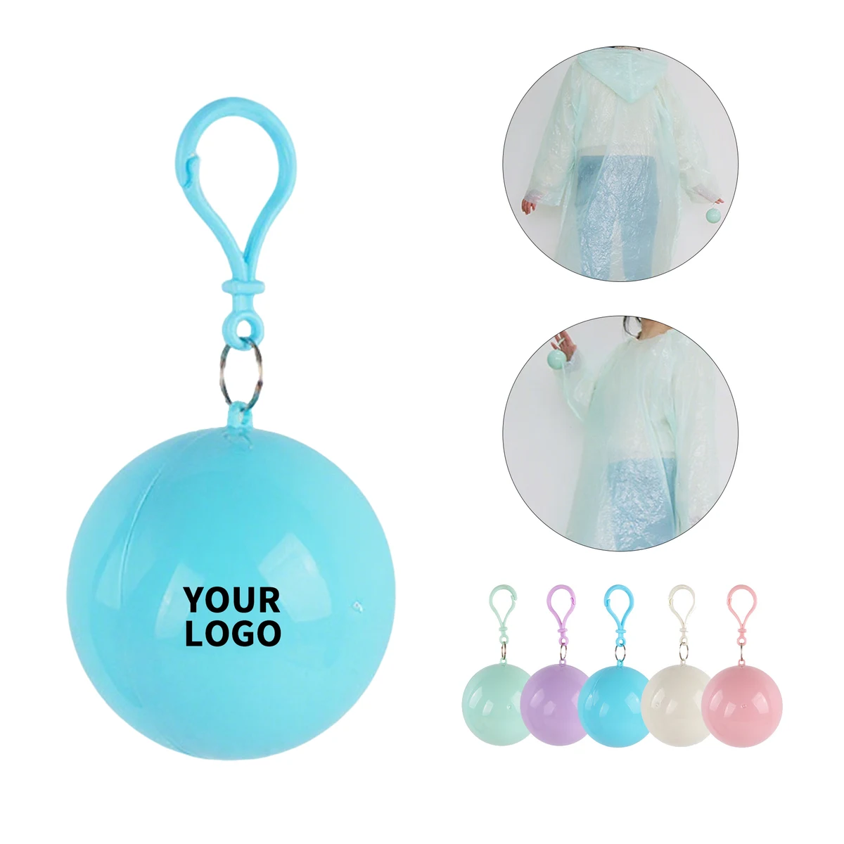 Portable Rain Poncho In Carry Ball With Hook 1