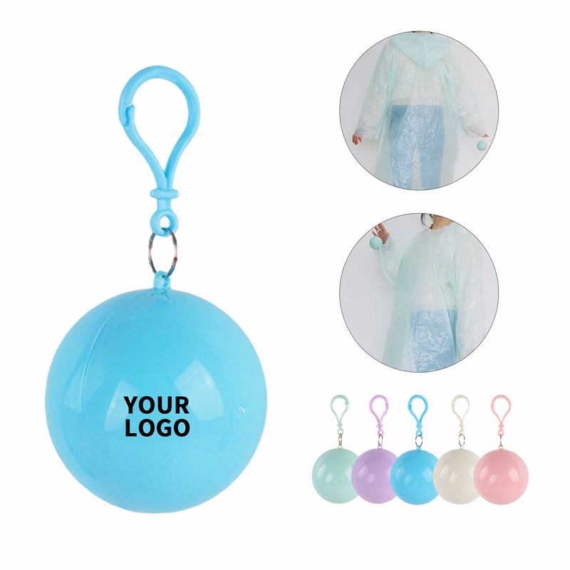 Portable Rain Poncho In Carry Ball With Hook
