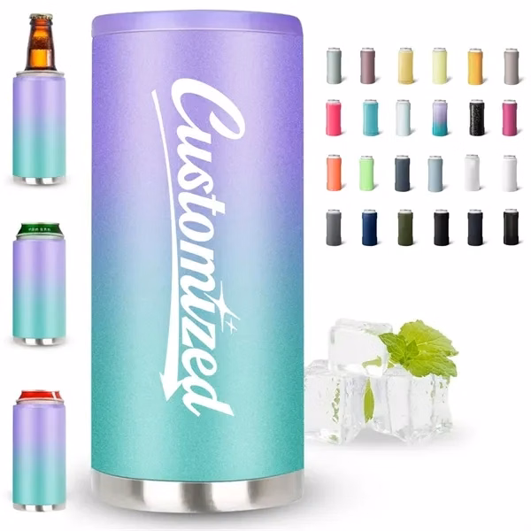 Custom 12 oz Slim Can Cooler Insulated Stainless Steel — Beverage Chilling Holder