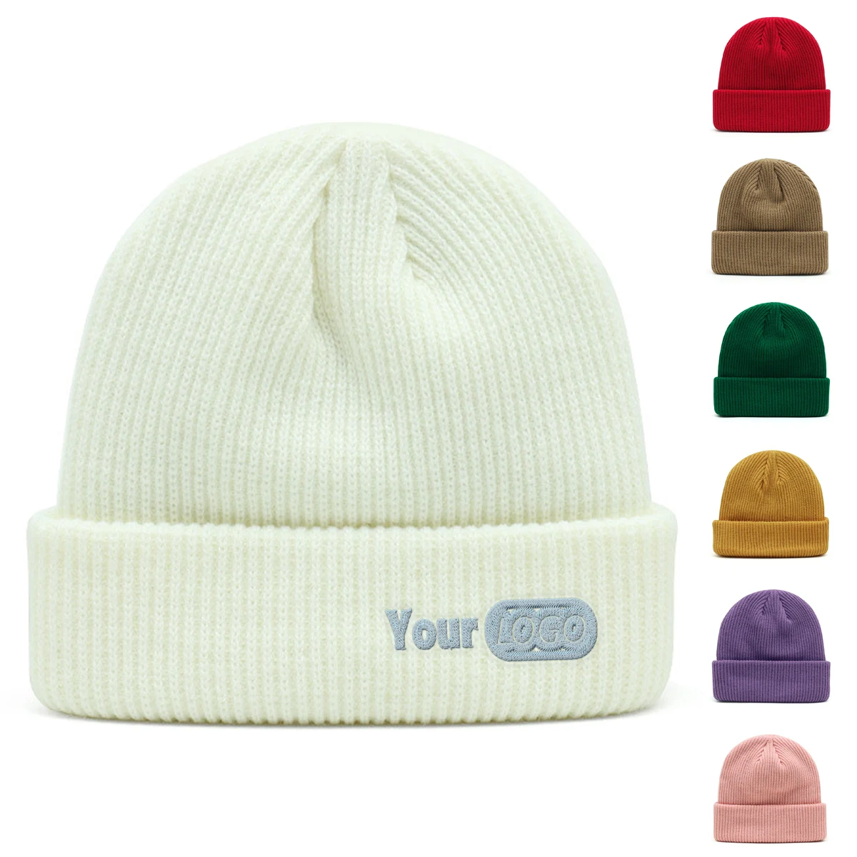 Knit Solid Color Warm Coarse Yarn Hat 1