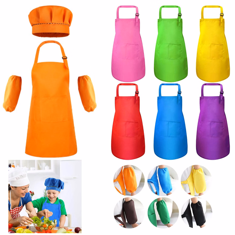 Kids Painting Children's Apron Sleeve Hat Set