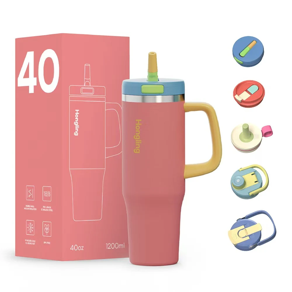 30oz &40ozStainless Steel Vacuum Insulated Car Tumbler with Handle 1