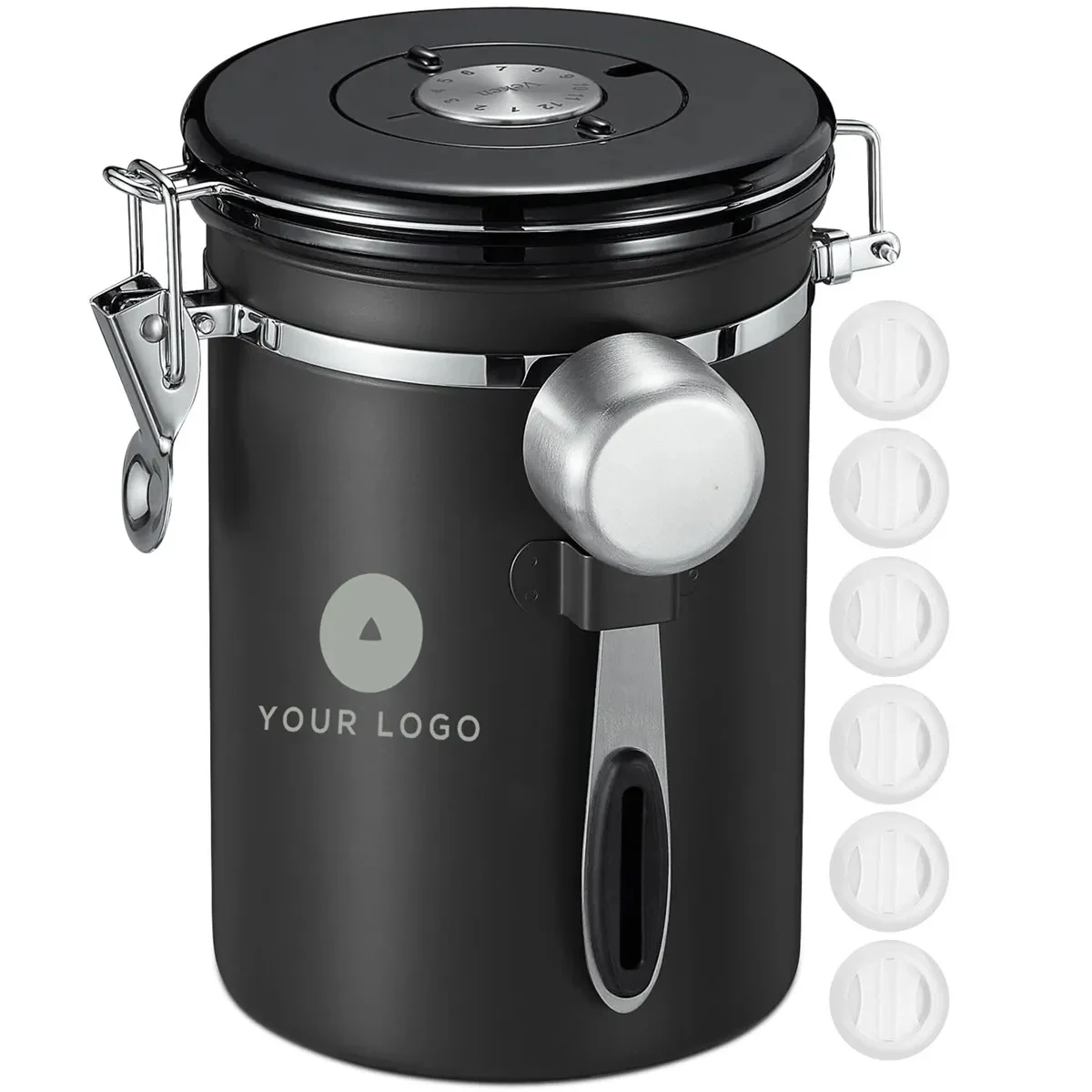 Stainless SteeCoffee Canister with Date Tracker and Scoop 1