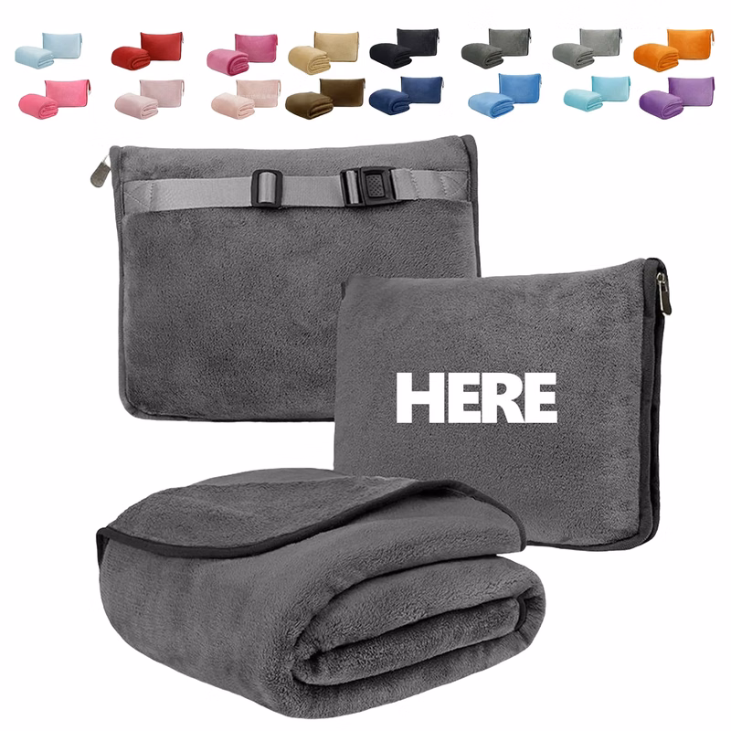 Combo Travel Blanket & Pillow for Airplane Use