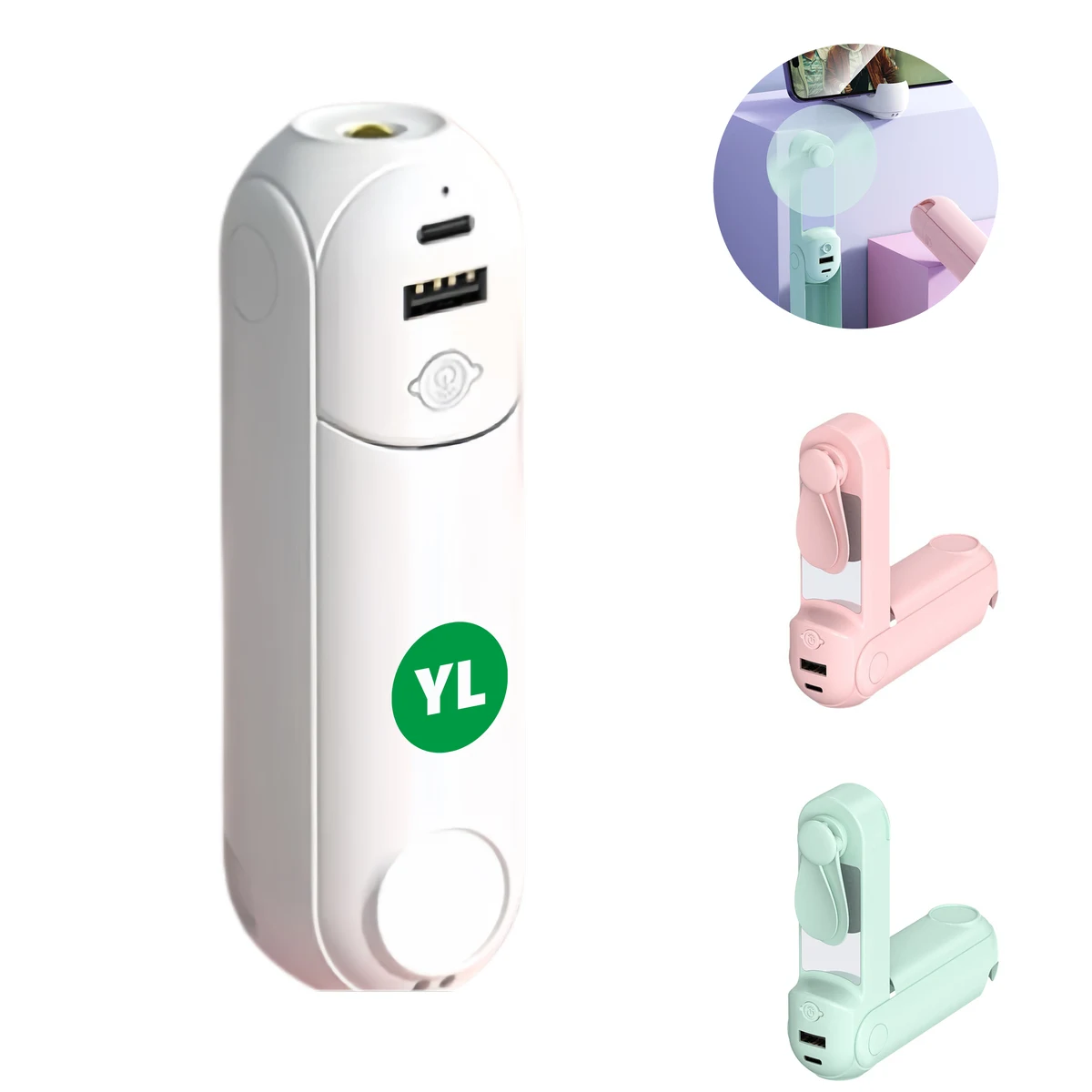 Portable Mini Fan with Night Light & Charger 1