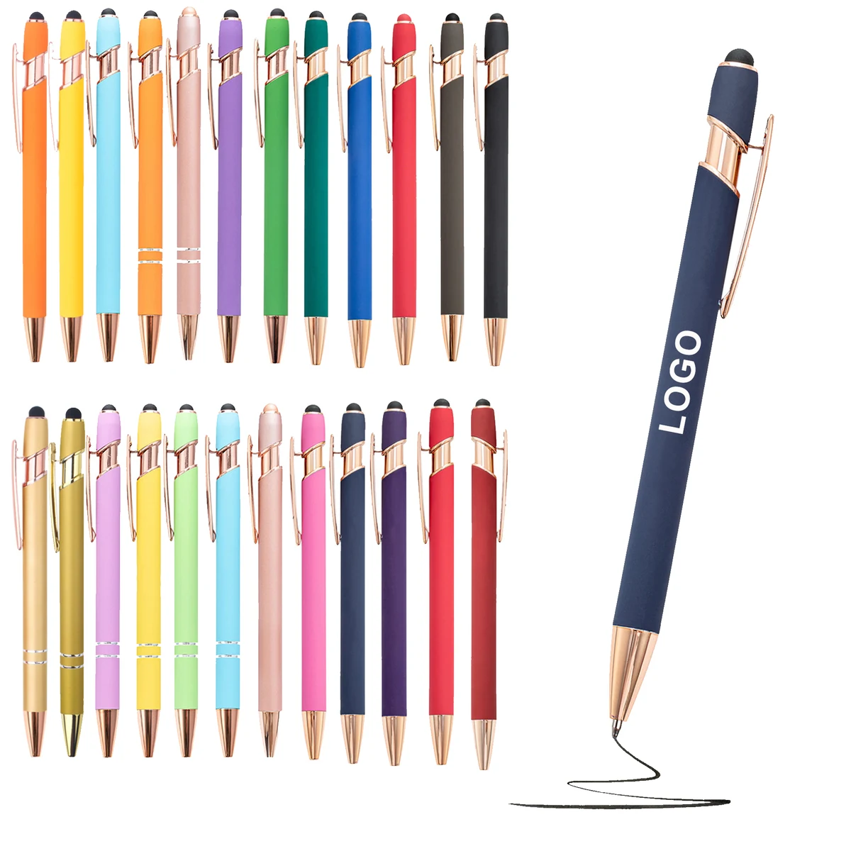 Stylus Ballpoint Smooth Touch Pens with Rose Gold Trims 1
