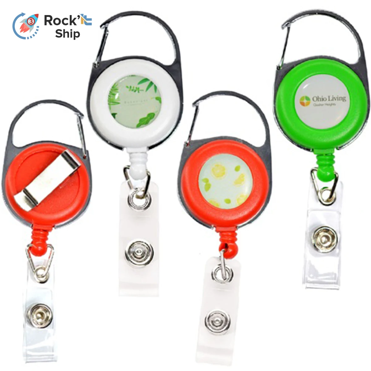Rock'it 3-Day Retractable Carabiner Round Badge Reel w/ Belt Clip 1