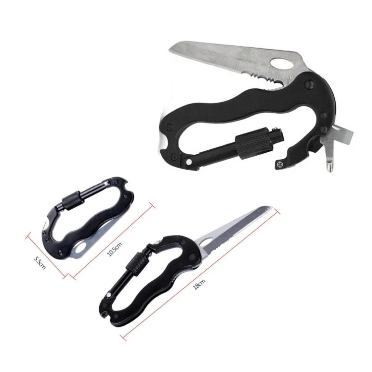 Black Color Multi-Function Climbing Buckles-Outdoor Tools.4 1/5"*2 1/5" 1