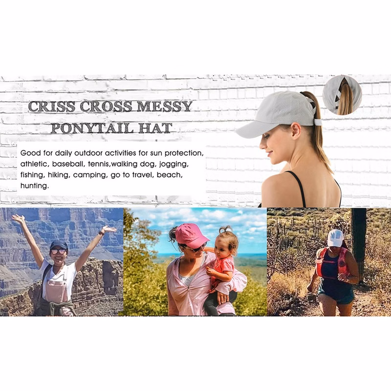 Ladies Crisscross Back Ponytail Cap