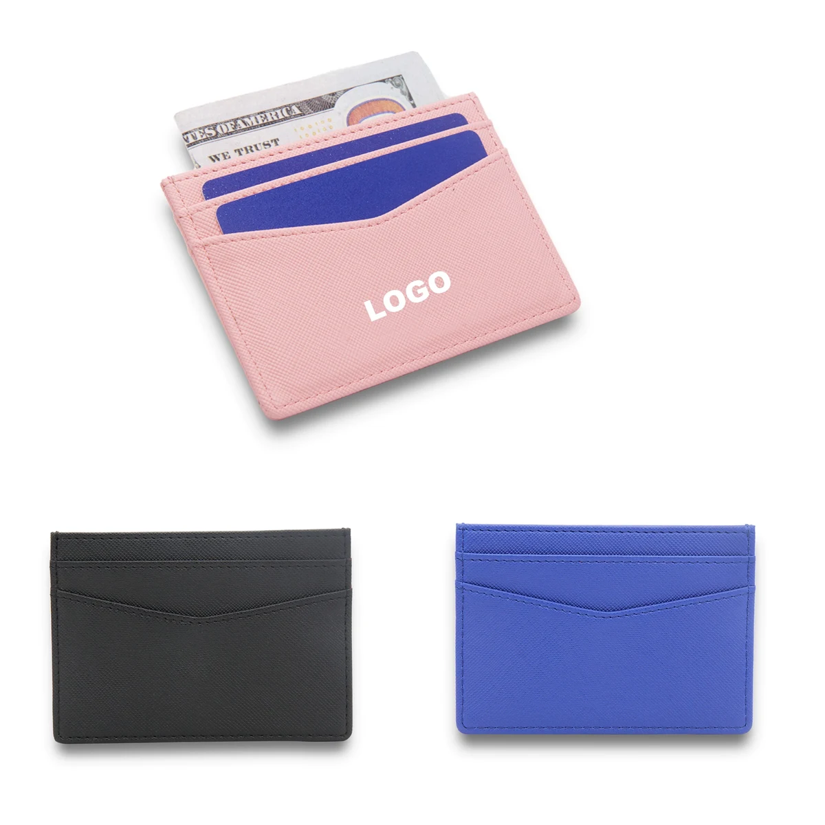 Custom Cute PU Card Holder Pink w/RFID Blocking 1