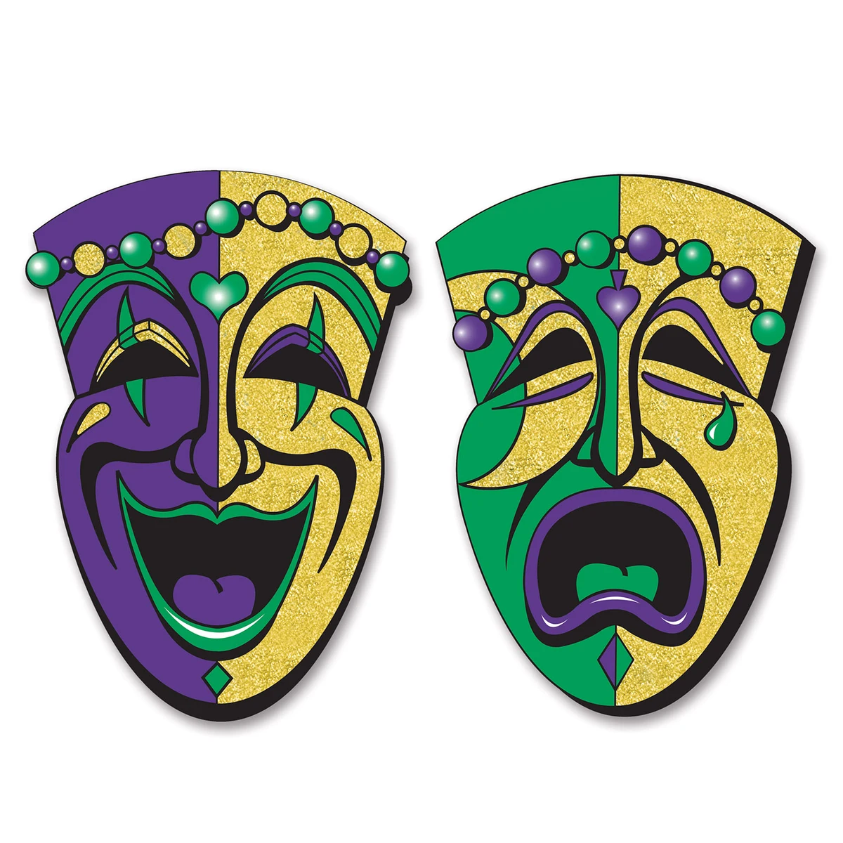 Jumbo Glittered Comedy & Tragedy Face Cutouts 1
