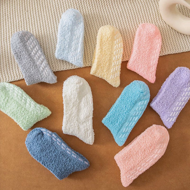 Coral Velvet Socks Women Solid Color Non-Slip