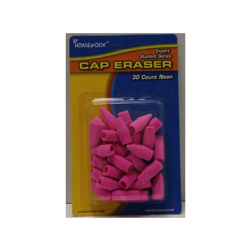 Pencil Cap Erasers - 30 Count Neon Pink 1