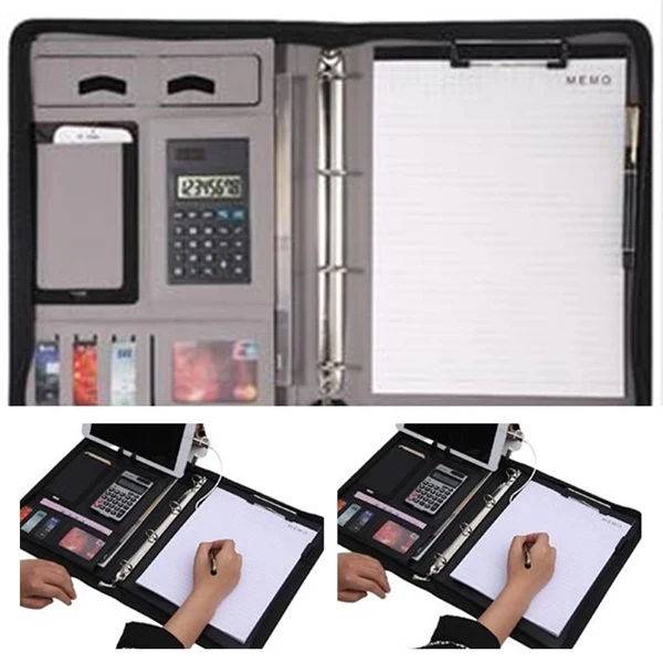 Deluxe Zippered Leather Business Padfolio 1
