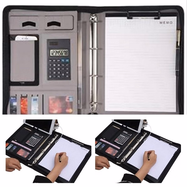Deluxe Zippered Leather Business Padfolio