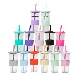 24oz Double Wall Clear Plastic Tumbler 1