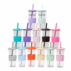 24oz Double Wall Clear Plastic Tumbler