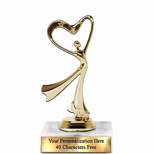 Trophy: 7", 2x3 white marble base, Modern Dance G