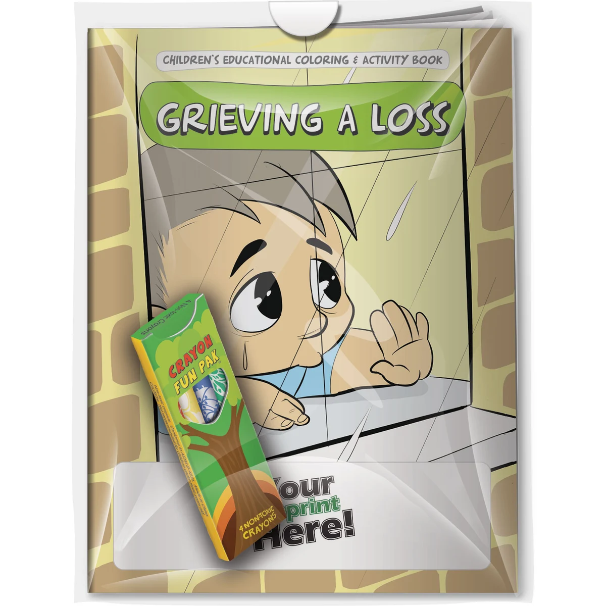Combo Pack - CB1096 Coloring Book & 4-Pack of Crayons (Imprinted) in a Poly Bag 1