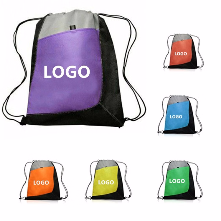 Non-Woven Drawstring Backpacks With Front Pocket