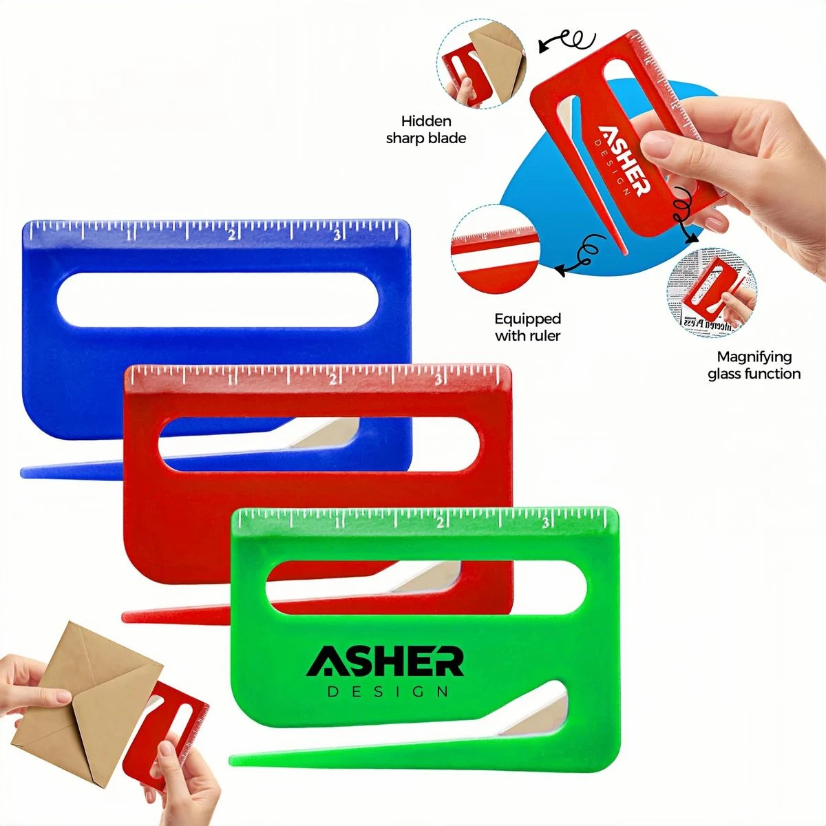 Multipurpose Plastic Mail Opener with Built-in Scale 1