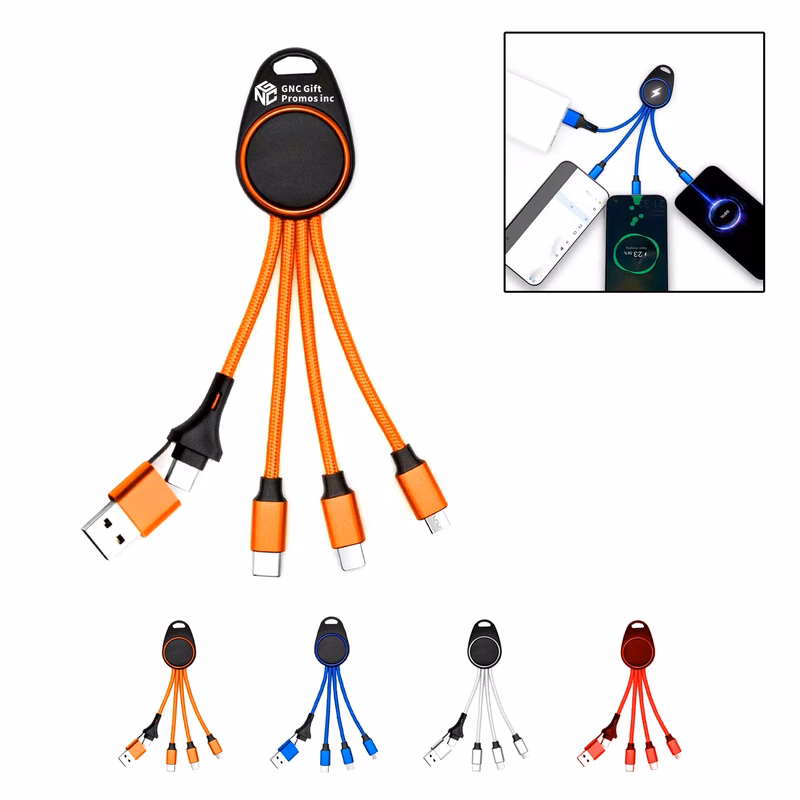 5 in 1 Braided Keychain Charging Cable Business Promotional