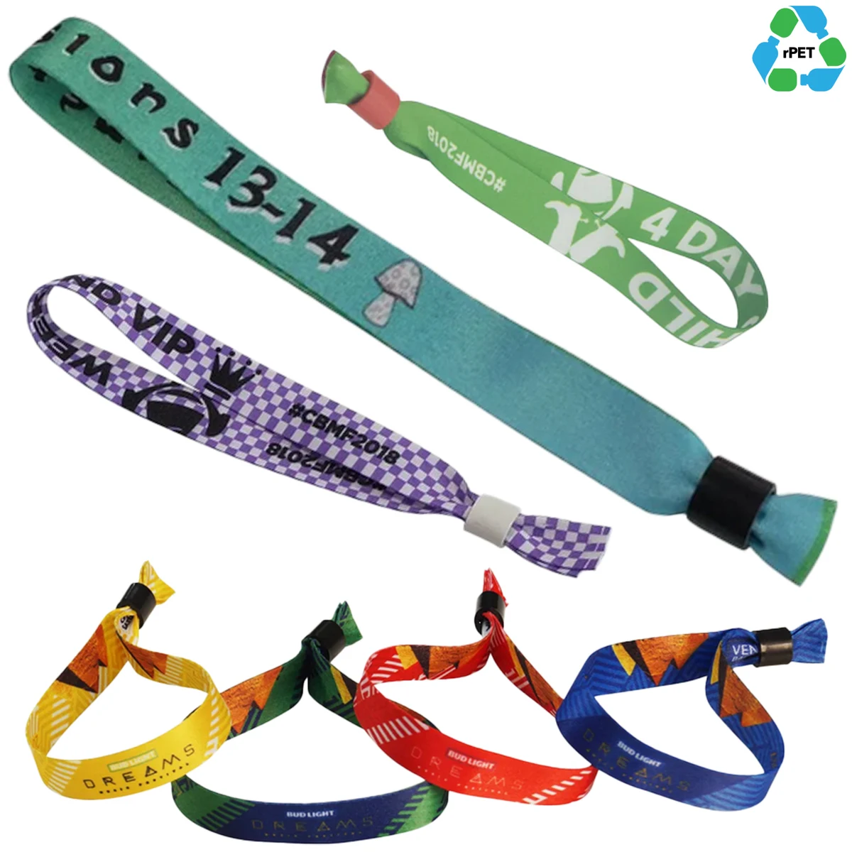 1/2" rPET Recycled Sublimated Eco-friendly Event Wristbands 1
