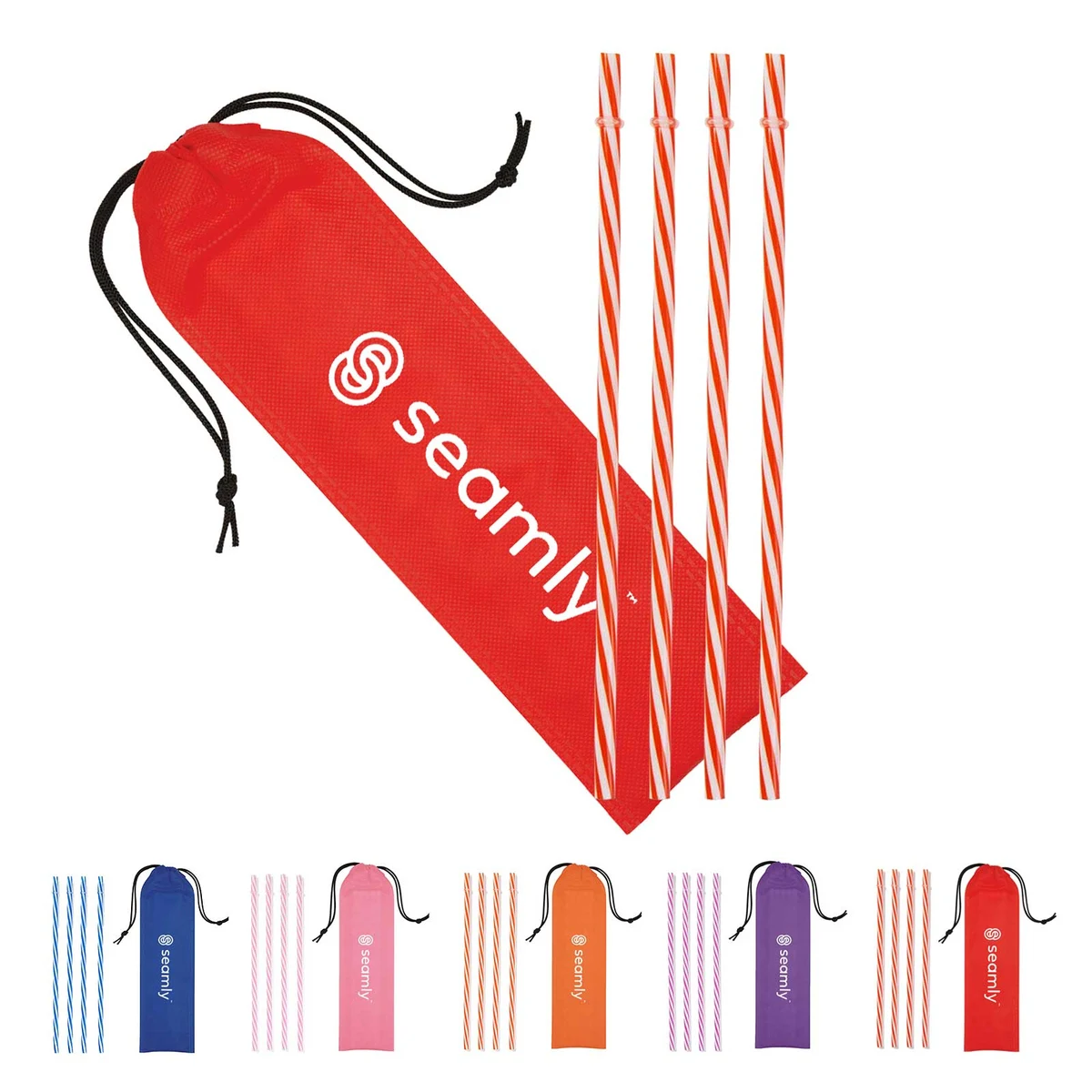 Reusable PP Straw in Drawstring Pouch 1