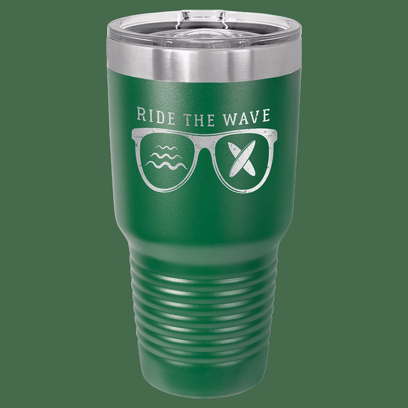 30 oz. Green Laser Engraved Polar Camel Ringneck Tumblers w/Slider Lid