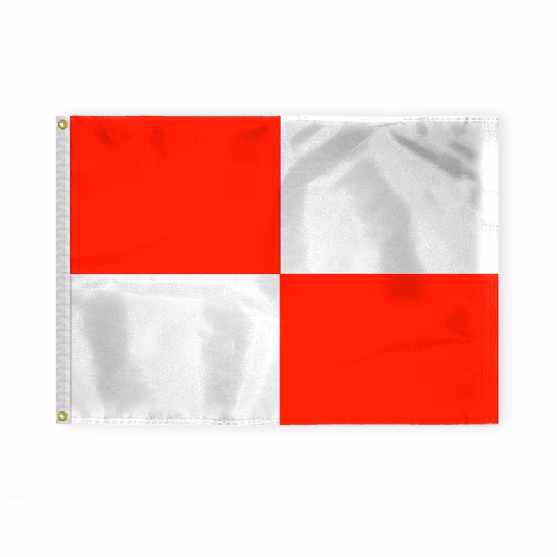 2.5'x3.3' 1ply Nylon Red & White Beach Safety Flag- Printed