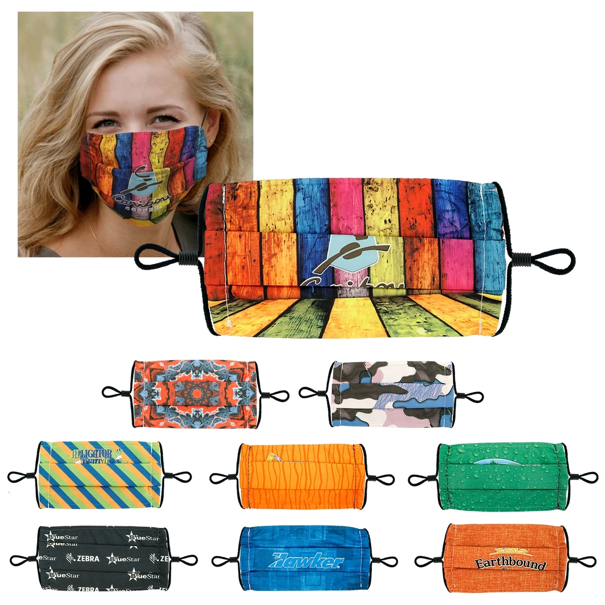 Single Pleat Full Color Fabric Face Mask 1