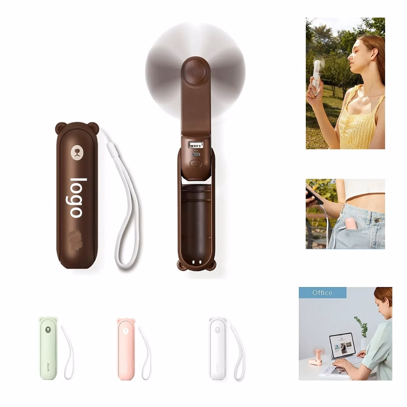Portable Fan w/Power Bank & Flashlight