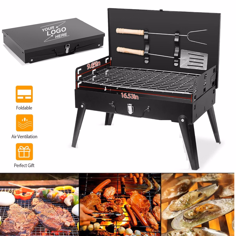 Portable Folding Camping Grill with BBQ Accessories